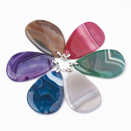 Dyed Natural Brazilian Agate Big Pendants G-T104-16-1