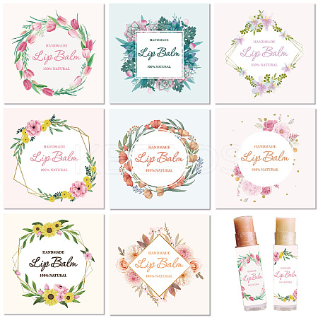 80Pcs 8 styles Paper Lip Balm Adhesive Label Stickers STIC-WH0026-019-1