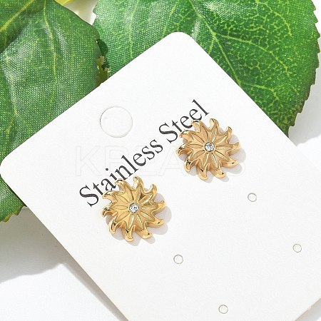 304 Stainless Steel Rhinestone Stud Earrings for Women LS-STAS-Z117-13G-1