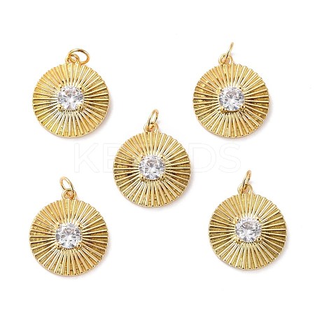 Brass Micro Pave Cubic Zirconia Pendants ZIRC-P092-016G-RS-1