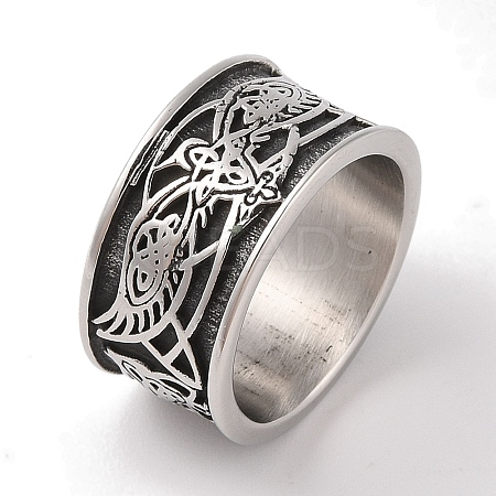 Viking Odins Raven Norse Wolf Finger Rings RJEW-U005-01E-AS-1