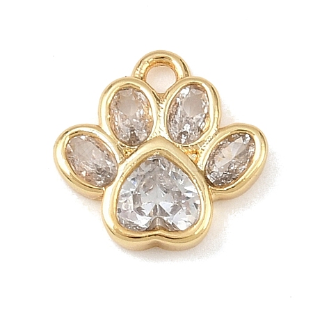 Brass Micro Pave Clear Cubic Zirconia Charms KK-G545-05G-1