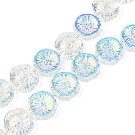 Half Electroplate Baking Paint Glass Beads Strands EGLA-K061-11A-AB07-1