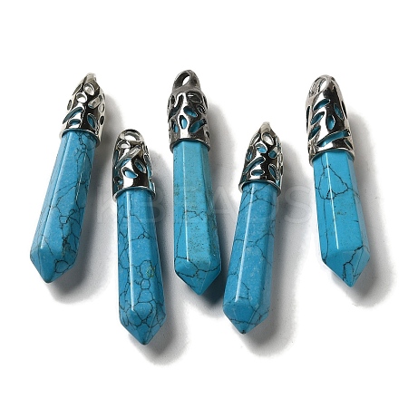 Synthetic Turquoise Pointed Big Pendants G-Z055-01P-16-1