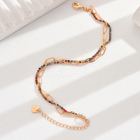 Brass Colorful Rhinestone Foot Chain Abjkets for Women's Banquet Beach Vacation HM6041-1