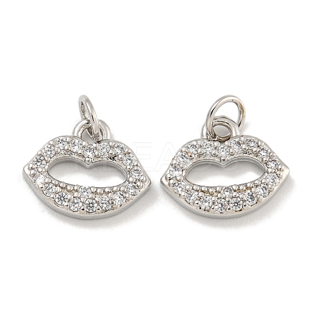 Rack Plating Brass Micro Pave Clear Cubic Zirconia Charms KK-U030-03P-1