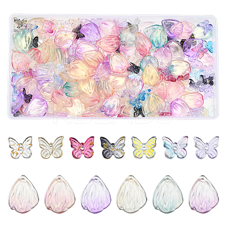 208Pcs Transparent Spray Painted Glass Charms GLAA-BC0001-14-1
