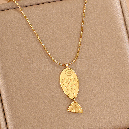Ocean 304 Stainless Steel Embossed Fish Pendant Necklaces for Women WG27532-04-1