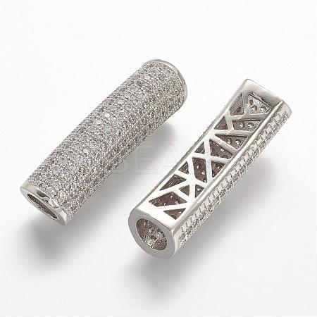 Brass Micro Pave Clear Cubic Zirconia European Bead ZIRC-N025-58P-1
