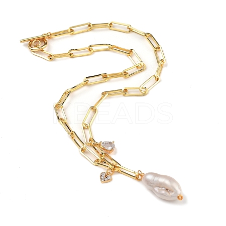 Natural Baroque Pearl Keshi Pearl Pendant Necklaces NJEW-JN02909-01-1