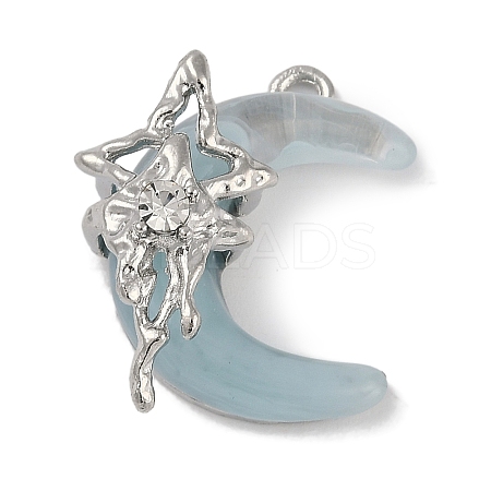 Platinum Alloy Resin Rhinestone Glass Pendants FIND-U017-08P-02-1