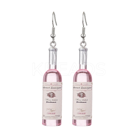 Wine Bottle Resin Dangle Earrings EJEW-JE05878-02-S-1