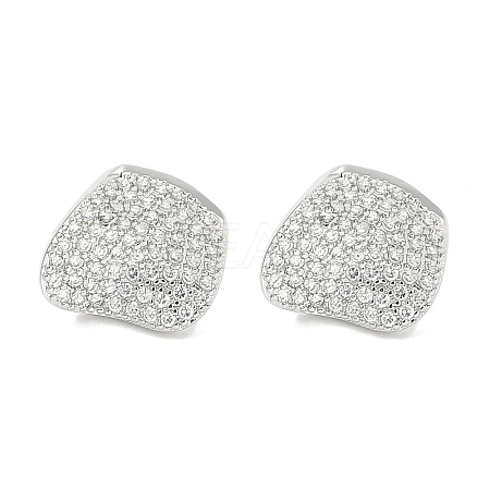 Rack Plating Brass Micro Pave Clear Cubic Zirconia Stud Earrings for Women EJEW-M260-09P-1