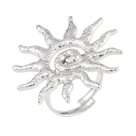 Non-Tarnish Textured Sun 304 Stainless Steel Adjustable Rings for Women LS-RJEW-H231-01P-1