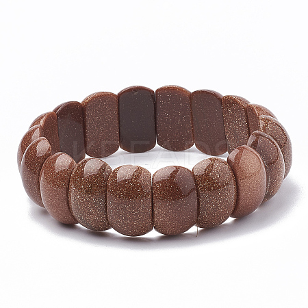 Synthetic Goldstone Beaded Stretch Bracelets BJEW-S137-11-1