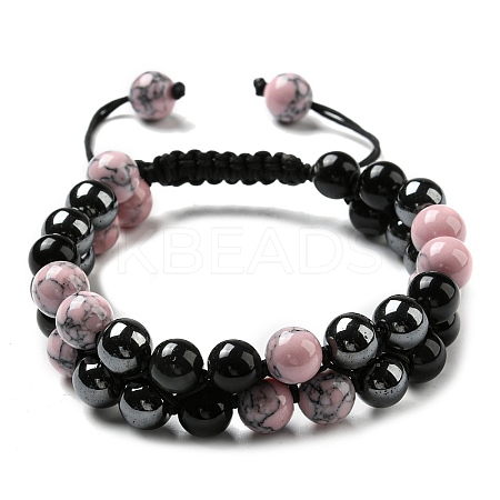 Natural & Synthetic Mixed Gemstone Beads Braided Bead Bracelets BJEW-SW00001-01-1
