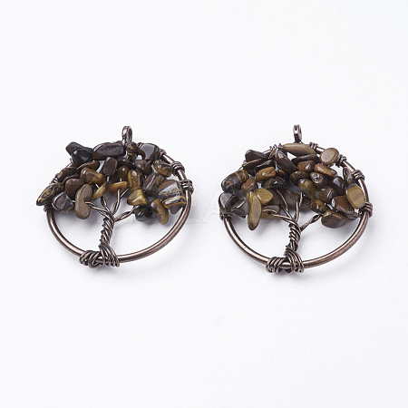 Natural Tiger Eye Pendants G-E419-07R-1