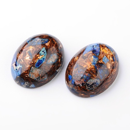 Assembled Synthetic Bronzite and Imperial Jasper Cabochons X-G-F224-01-1