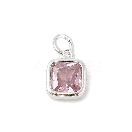 925 Sterling Silver Pave Cubic Zirconia Square Charms with Jump Rings and 925 Stamp STER-D288-05S-02-1