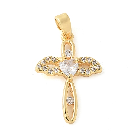 Brass Micro Pave Cubic Zirconia Pendants KK-U056-30G-1