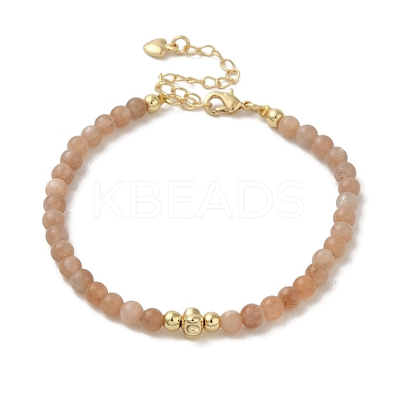 4mm Round Natural Sunstone Beaded Bracelets BJEW-P318-03G-05-1