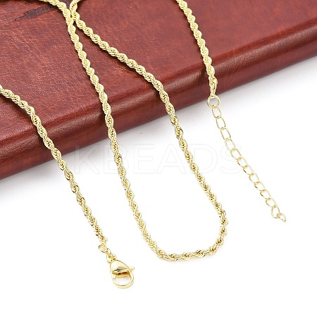 Brass Twist Rope Chains Necklace for Women NJEW-P265-15G-1