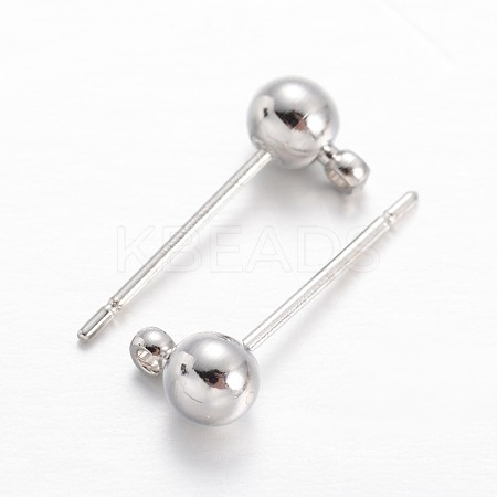 Brass Ball Stud Earring Findings KK-F371-42P-1