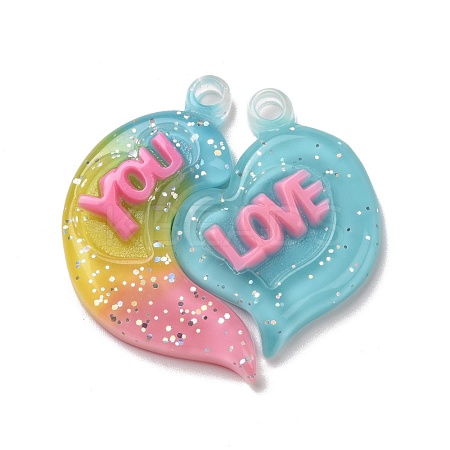 Gradient Color Translucent Resin Pendants RESI-G048-01F-1