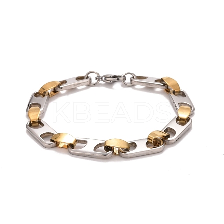PVD Vacuum Plating 201 Stainless Steel Oval Link Chain Bracelets STAS-E160-04GP-1