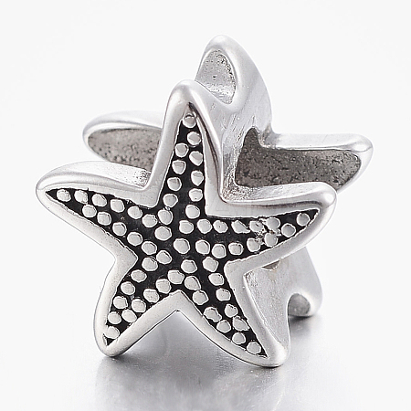 304 Stainless Steel European Beads LS-STAS-F150-076AS-1