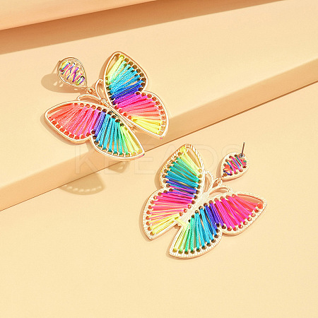 Bohemia Style Alloy & Cotton Dangle Stud Earrings FS-WG7AD97-07-1