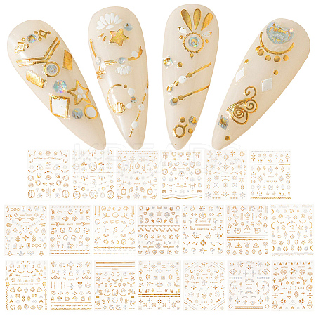 3D Bronzing Moon Sun Star Nail Art Stickers DIY-WH0449-47-1