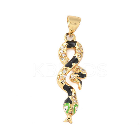 Brass Micro Pave Cubic Zirconia Enamel Pendants KK-D354-04G-B-1