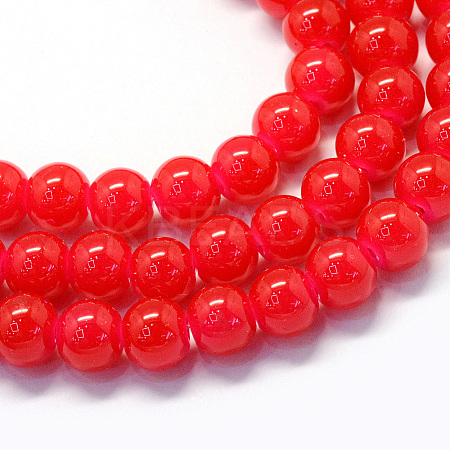 Baking Paint Imitation Jade Glass Round Bead Strands DGLA-Q021-6mm-05-1