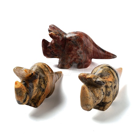 Natural Crazy Agate Carved Healing Rhinoceros Figurines DJEW-P016-01G-1