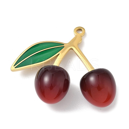 304 Stainless Steel with Acrylic Cherry Pendants STAS-G362-05G-02-1