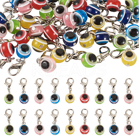 36Pcs 6 Colors Handmade Lampwork Evil Eye Pendant Decorations HJEW-TA0001-11-1