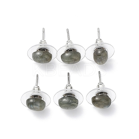 Natural Labradorite Stud Earrings for Women EJEW-E285-01P-03-1