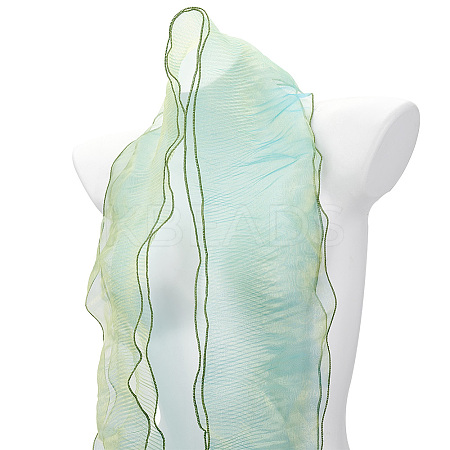 Mermaid Color Polyester Pleated Lace Trim Ribbon DIY-WH0401-58A-1