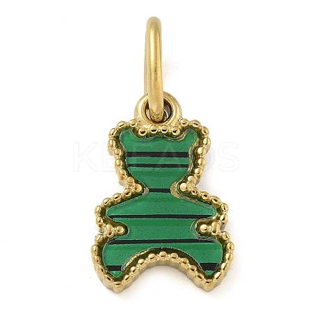 Synthetic Malachite Bear Charms STAS-B075-01G-01-1