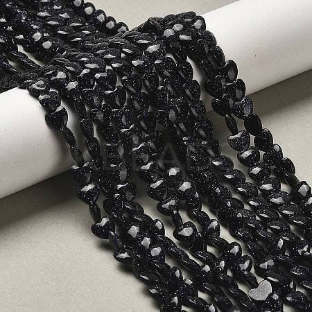 Synthetic Blue Goldstone Beads Strands G-P575-C06-6mm-1