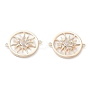 Rack Plating Brass Micro Pave Clear Cubic Zirconia Connector Charms KK-A183-55A-G-1