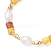 Natural Amber & Cultured Freshwater Pearl Beaded Bracelets for Women BJEW-JB13646-4