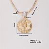 Fashion Brass Rhinestones Flat Round Pendant Necklace for Women AB9344-3-1