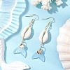 Natural Cowrie Shell Glass Dangle Earrings EJEW-JE06385-03-1