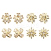 Flower Brass Micro Pave Clear Cubic Zirconia Stud Earrings EJEW-U064-03G-2