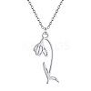 304 Stainless Steel Flower Outline Pendant Necklaces for Women FS-WG8525C-02-1