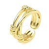 Rack Plating Brass Criss Cross Open Cuff Rings RJEW-D009-05G-2