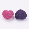 Fuzz Covered Mixed Color Acrylic Heart Beads X-PL521-2