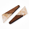 Transparent Resin & Walnut Wood Pendants RESI-N039-70A-2